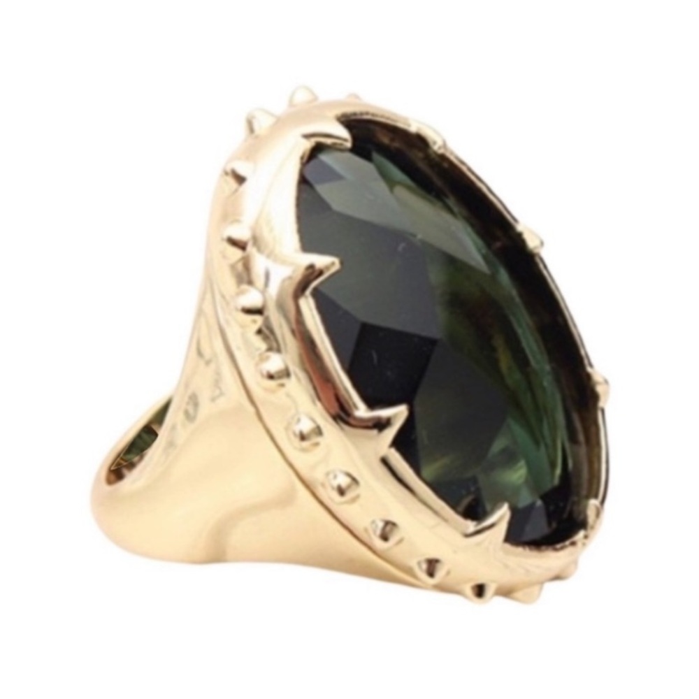 Alexis Bittar Green and Gold Statement Ring in sz 7 New No Tag - Picture 4 of 15